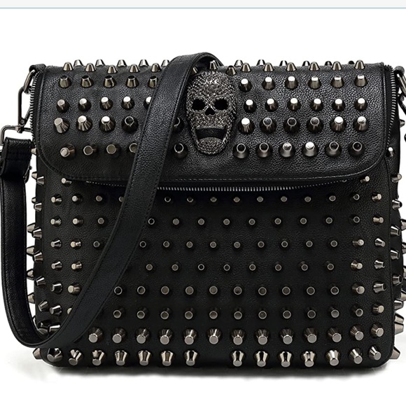 NWT SC LA Skull and Stud Rhinestone Bling Studded Crossbody … - Picture 5 of 13